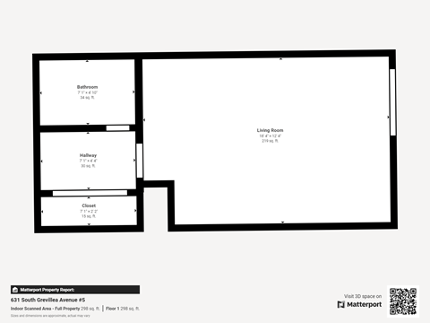 Floor plan for studio, 1 bath
